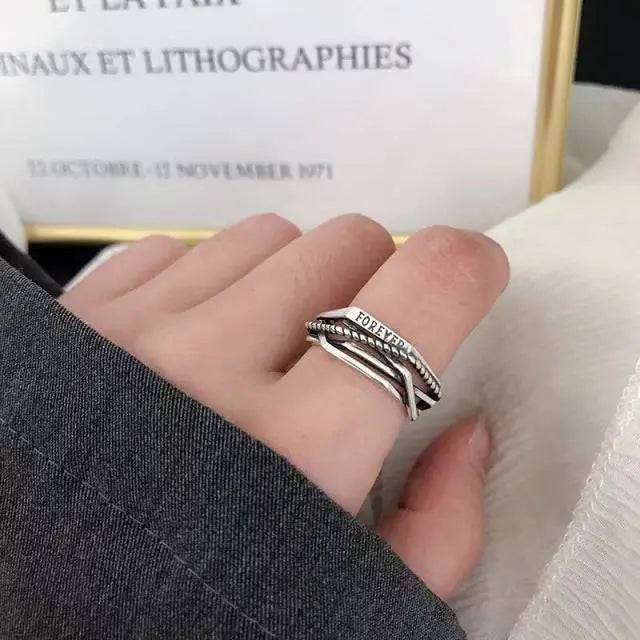 Vintage Ancient Silver Color Letter Smile Open Rings for Women Female Punk Hip Hop Adjustable Ring Fashion Jewelry Best Gift - TheWellBeing4All