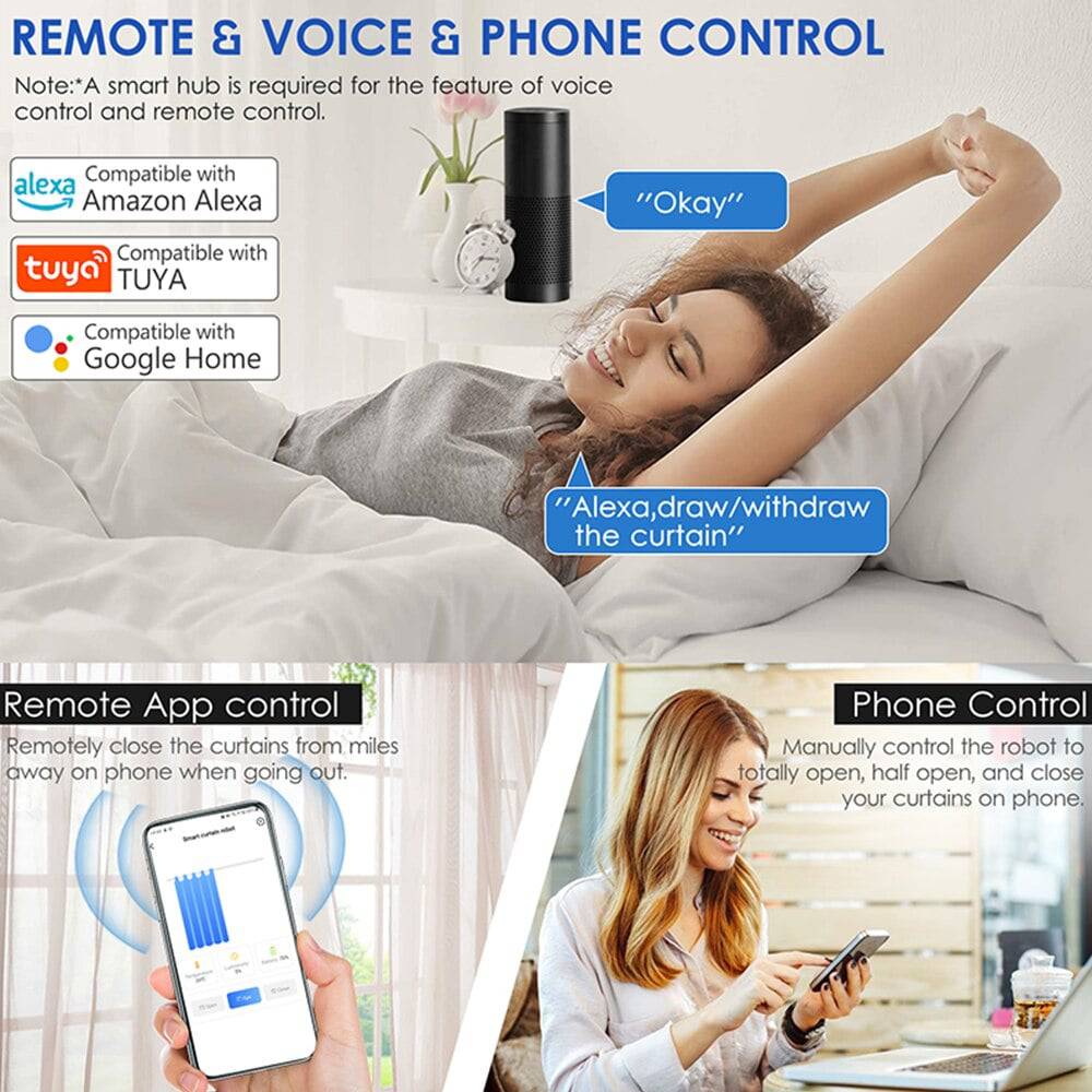 Smart Curtain Robot Bluetooth Curtain Driver Motor Smart APP Control Works With Alexa and Google Home - TheWellBeing4All