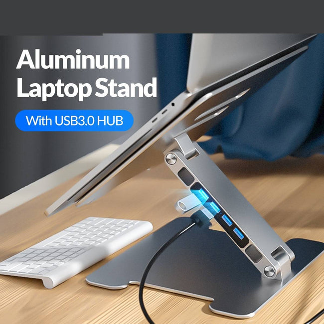 Foldable Laptop Stand Aluminum Notebook Riser Desktop Laptop Cooling Stand for MacBook &  Dell - TheWellBeing4All