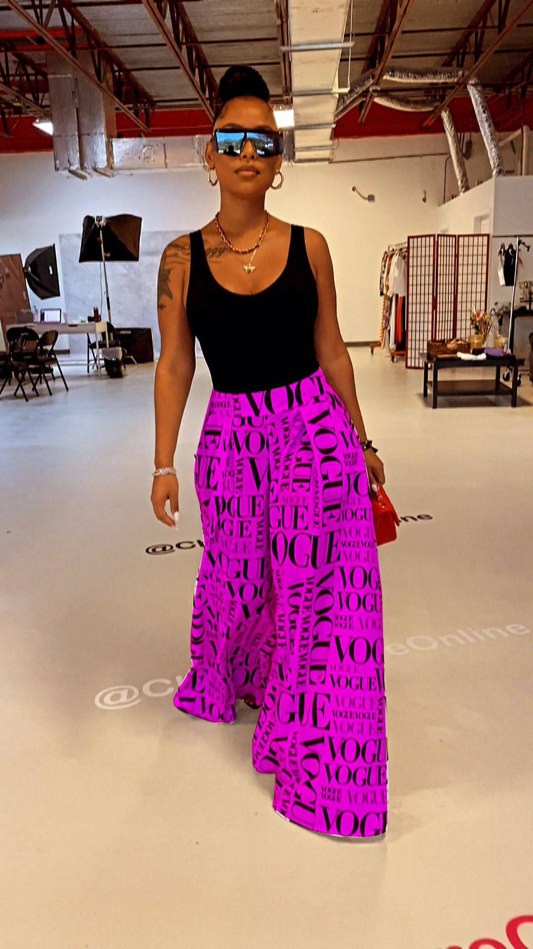 Women Pants Wide Leg Pants Print - TheWellBeing4All