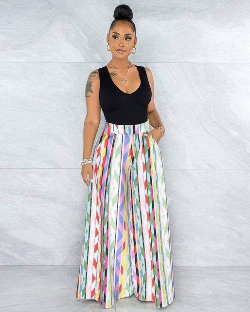 Women Pants Wide Leg Pants Print - TheWellBeing4All