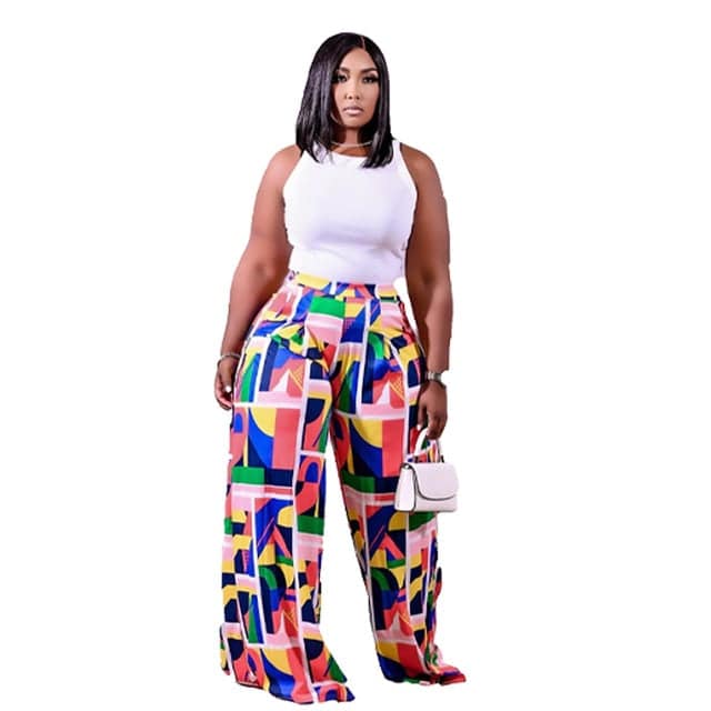 Women Pants Wide Leg Pants Print - TheWellBeing4All