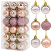 Box Rose Gold Plastic Christmas Balls Ornament 4cm Hang Pendant Ball Indoor New Year Xmas Tree Decor - TheWellBeing4All