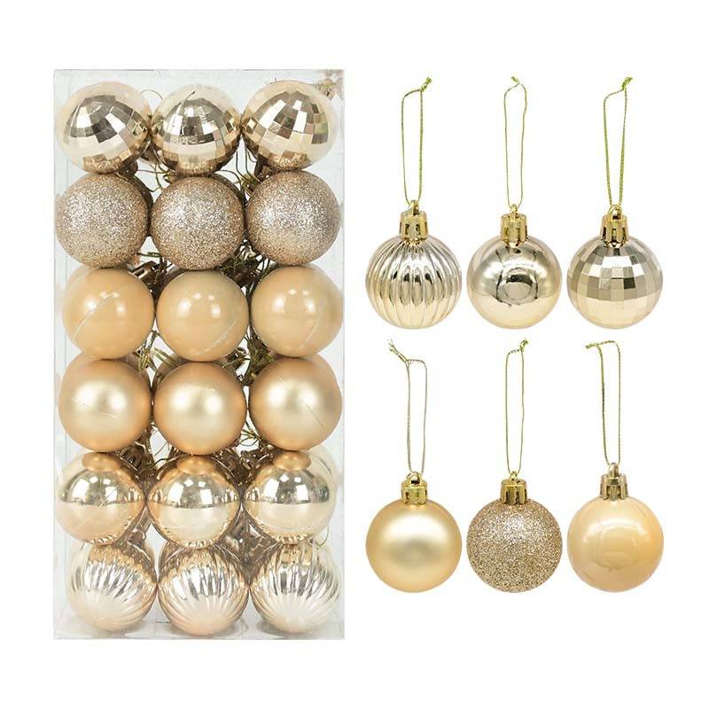 Box Rose Gold Plastic Christmas Balls Ornament 4cm Hang Pendant Ball Indoor New Year Xmas Tree Decor - TheWellBeing4All