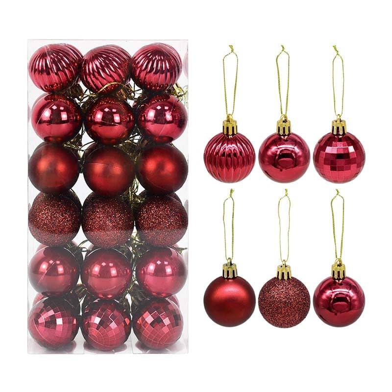 Box Rose Gold Plastic Christmas Balls Ornament 4cm Hang Pendant Ball Indoor New Year Xmas Tree Decor - TheWellBeing4All