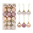 Box Rose Gold Plastic Christmas Balls Ornament 4cm Hang Pendant Ball Indoor New Year Xmas Tree Decor - TheWellBeing4All