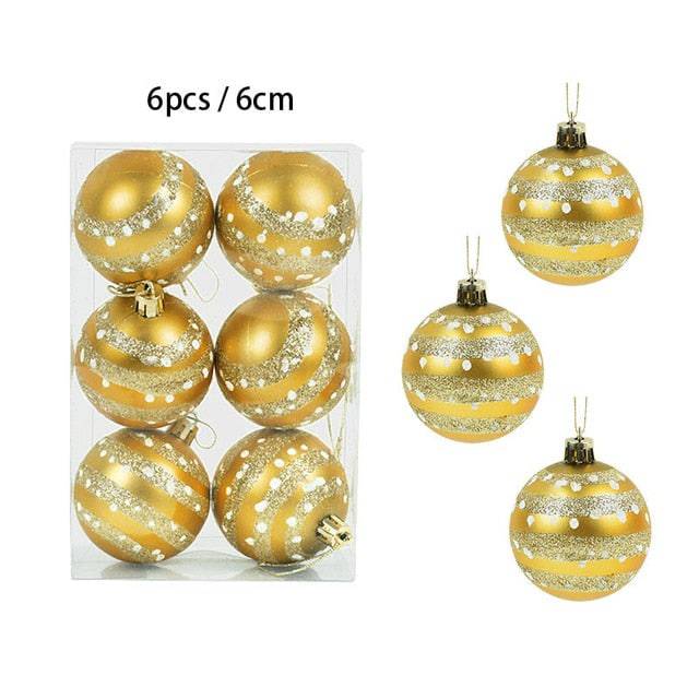 Box Rose Gold Plastic Christmas Balls Ornament 4cm Hang Pendant Ball Indoor New Year Xmas Tree Decor - TheWellBeing4All