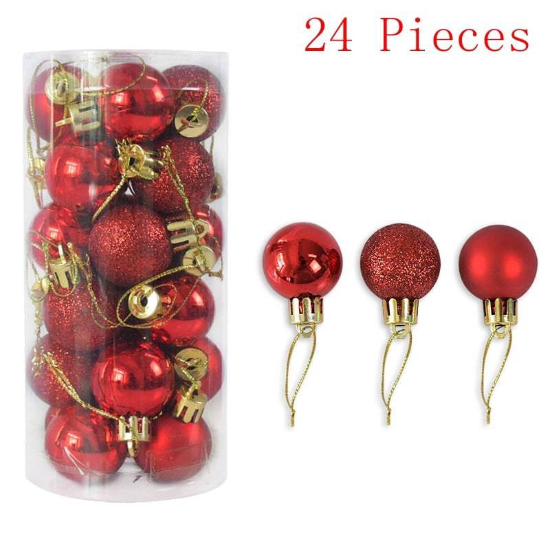 Box Rose Gold Plastic Christmas Balls Ornament 4cm Hang Pendant Ball Indoor New Year Xmas Tree Decor - TheWellBeing4All