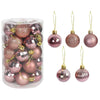 Box Rose Gold Plastic Christmas Balls Ornament 4cm Hang Pendant Ball Indoor New Year Xmas Tree Decor - TheWellBeing4All