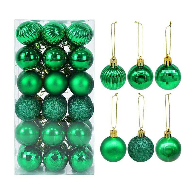 Box Rose Gold Plastic Christmas Balls Ornament 4cm Hang Pendant Ball Indoor New Year Xmas Tree Decor