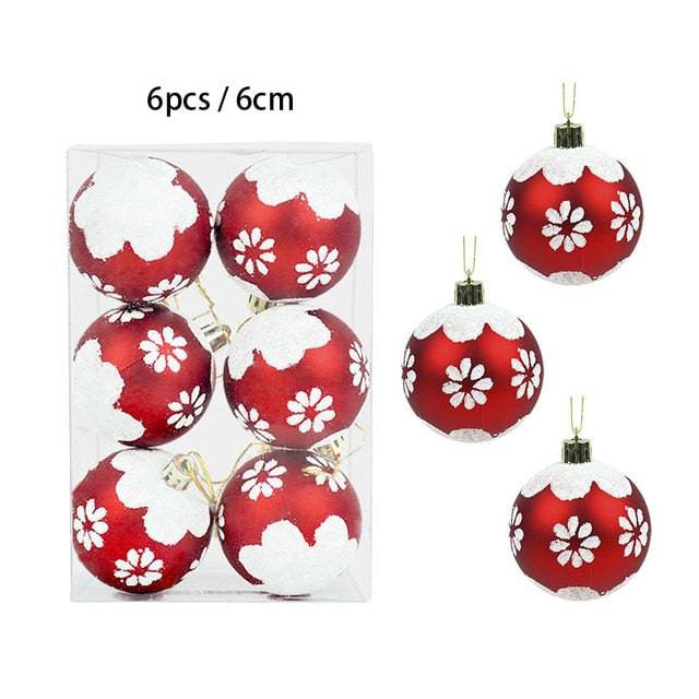 Box Rose Gold Plastic Christmas Balls Ornament 4cm Hang Pendant Ball Indoor New Year Xmas Tree Decor