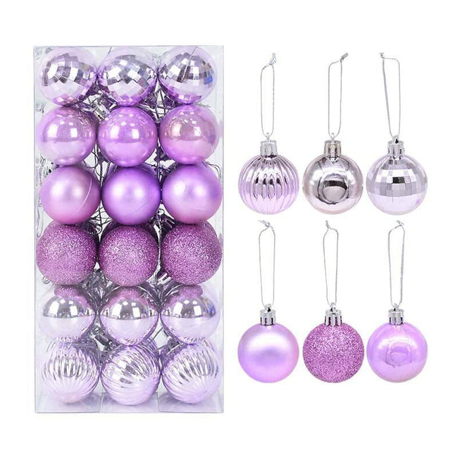 Box Rose Gold Plastic Christmas Balls Ornament 4cm Hang Pendant Ball Indoor New Year Xmas Tree Decor