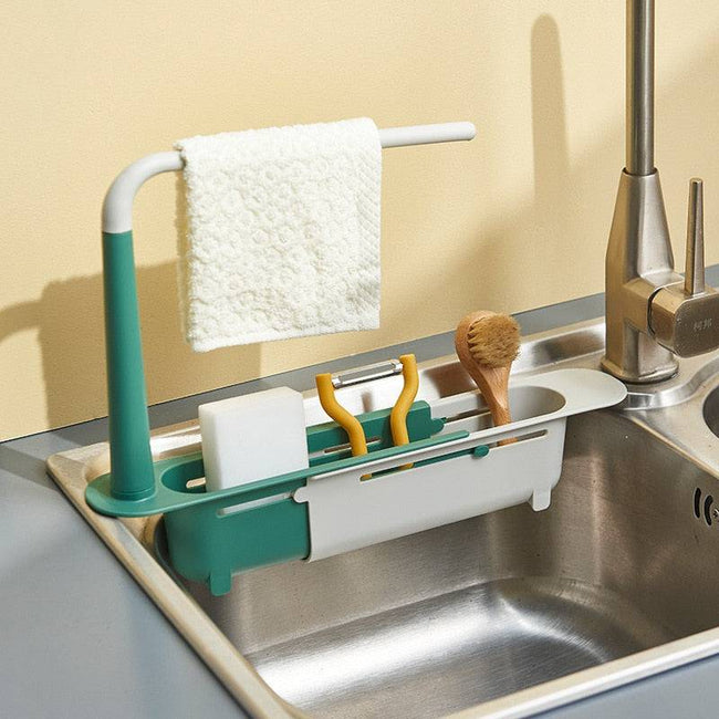 Telescopic Sink Shelf Kitchen Sink Drain Rack Storage Basket - TheWellBeing4All