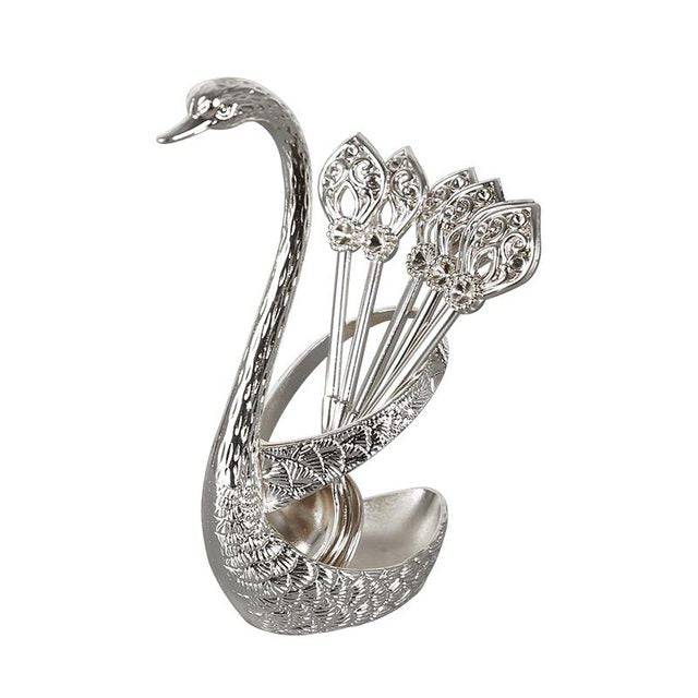 Decorative Swan Base Holder with 6 Spoons - TheWellBeing4All