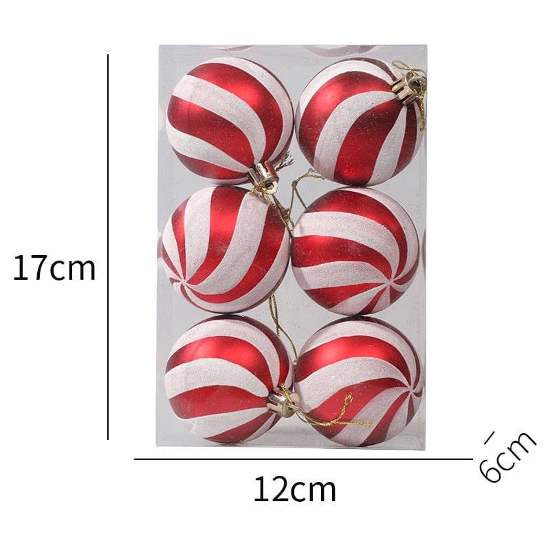 6Pcs Christmas Pendant Electroplating Candy Xmas Ball Christmas Tree Ornaments - TheWellBeing4All