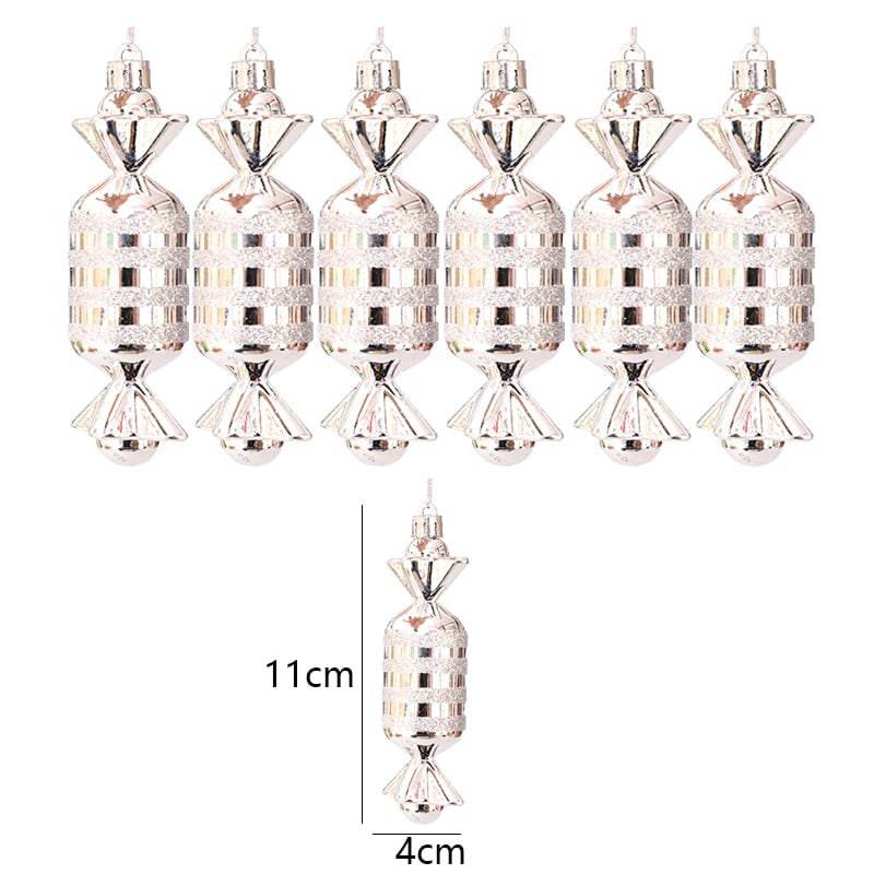 6Pcs Christmas Pendant Electroplating Candy Xmas Ball Christmas Tree Ornaments - TheWellBeing4All