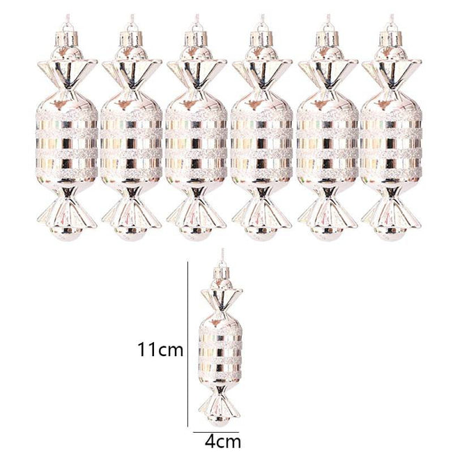 6Pcs Christmas Pendant Electroplating Candy Xmas Ball Christmas Tree Ornaments - TheWellBeing4All