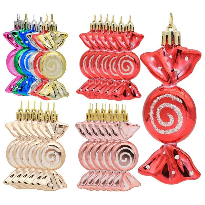 6Pcs Christmas Pendant Electroplating Candy Xmas Ball Christmas Tree Ornaments - TheWellBeing4All