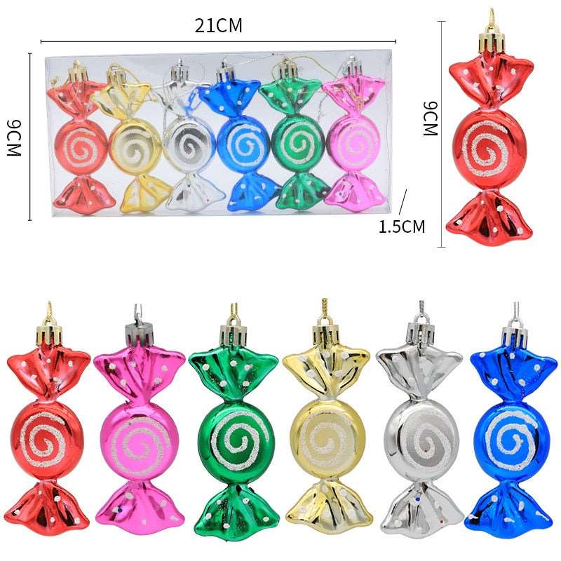 6Pcs Christmas Pendant Electroplating Candy Xmas Ball Christmas Tree Ornaments - TheWellBeing4All