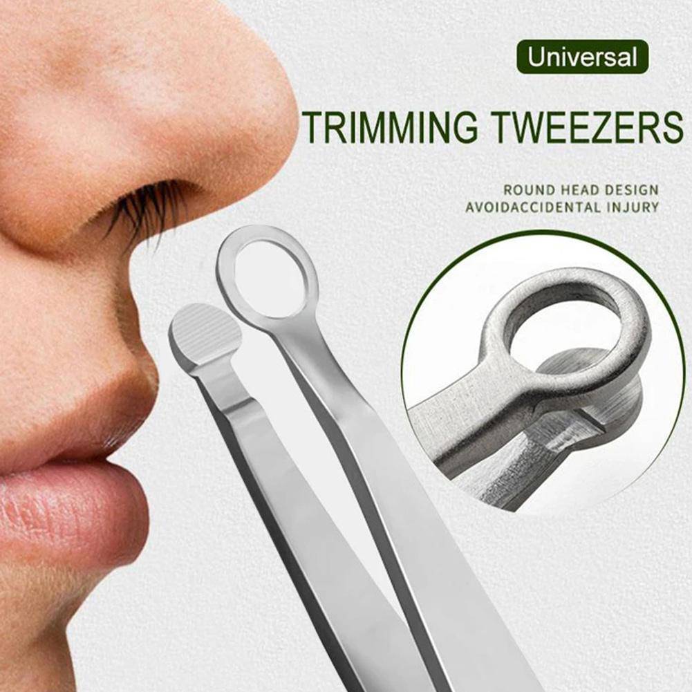 Nose Hair Trimming Nose Trimmer Tweezer Round Tip Perfect Steel Nose Hair Removal Trimming Nose Hair Removal Tweezers - TheWellBeing4All