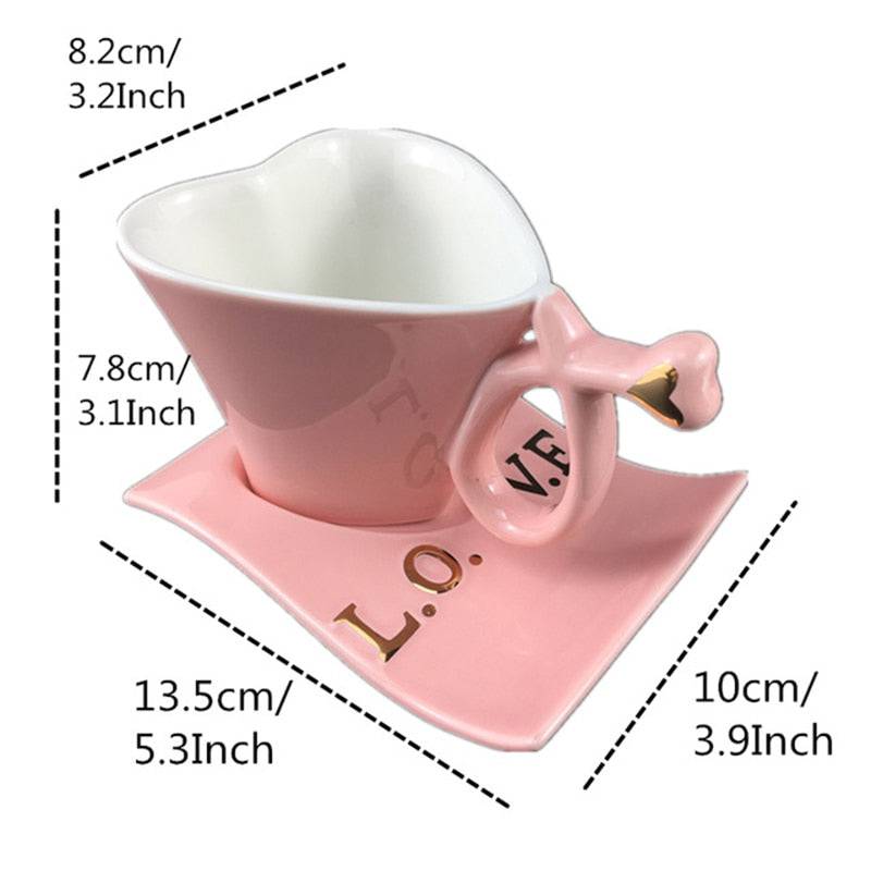 Creative Heart Shape Lover Coffee Mug 150ml Ceramic nice girl gift - TheWellBeing4All