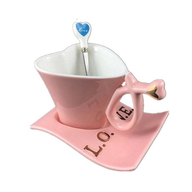 Creative Heart Shape Lover Coffee Mug 150ml Ceramic nice girl gift - TheWellBeing4All