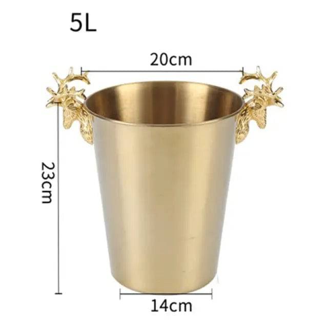 Ice Barrel Silver Gold gold European style champagne barrel deer head ice bucket - TheWellBeing4All