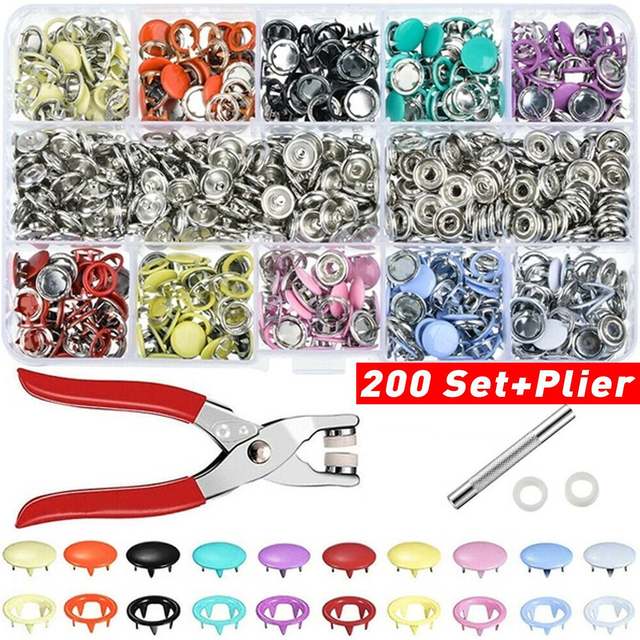 Metal Clothes Sewing Buttons Prong Ring Press Studs Snap Fasteners + Clip Pliers Sewing - TheWellBeing4All