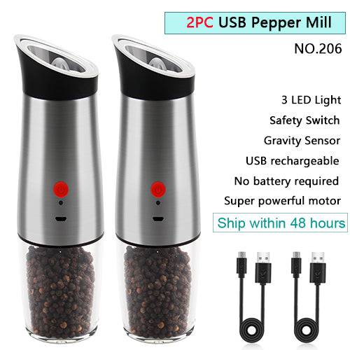 Automatic Salt Pepper Mill Grinder Electric Stainless Steel - TheWellBeing4All