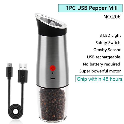 Automatic Salt Pepper Mill Grinder Electric Stainless Steel - TheWellBeing4All