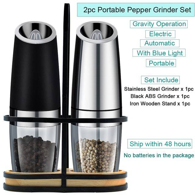 Automatic Salt Pepper Mill Grinder Electric Stainless Steel - TheWellBeing4All