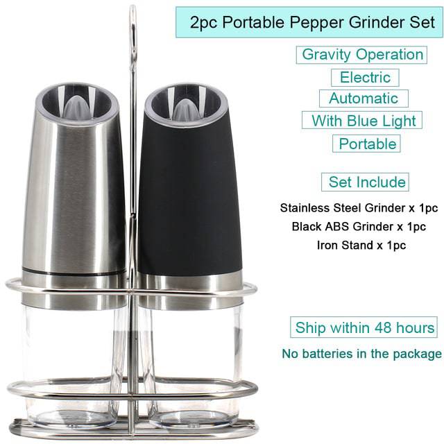 Automatic Salt Pepper Mill Grinder Electric Stainless Steel - TheWellBeing4All