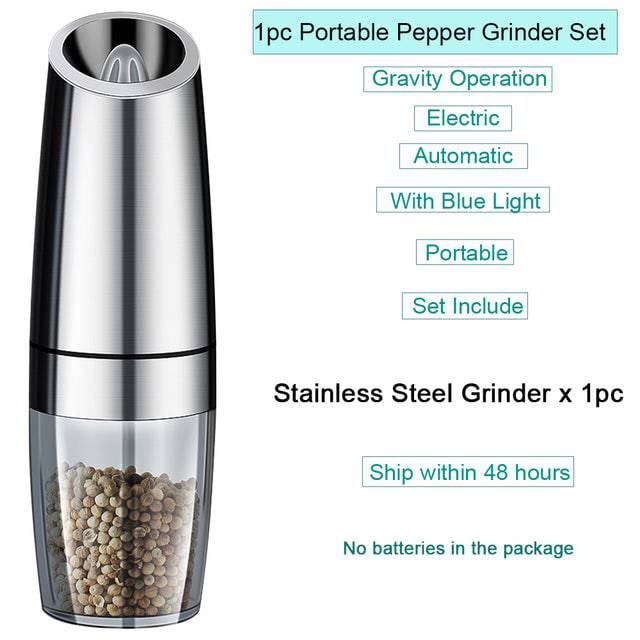 Automatic Salt Pepper Mill Grinder Electric Stainless Steel - TheWellBeing4All