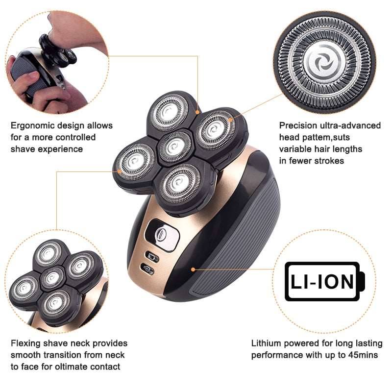 5 In 1  Bald Head Electric Shaver - TheWellBeing4All