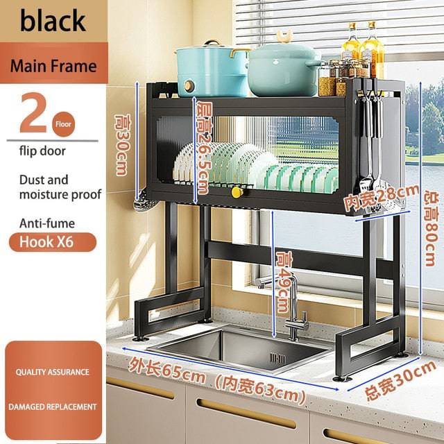 Dish Storage Rack With Organizer Kitchen Multi-function Dishwasher Rack Dish Rack Drain - TheWellBeing4All