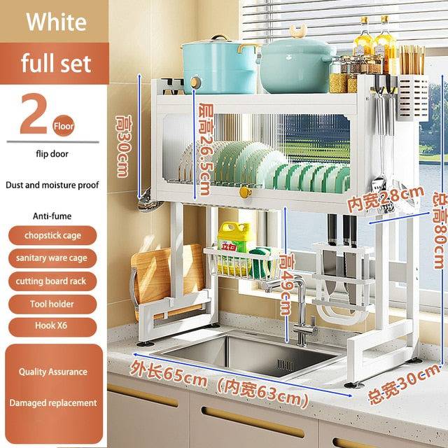 Dish Storage Rack With Organizer Kitchen Multi-function Dishwasher Rack Dish Rack Drain - TheWellBeing4All