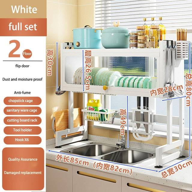 Dish Storage Rack With Organizer Kitchen Multi-function Dishwasher Rack Dish Rack Drain - TheWellBeing4All