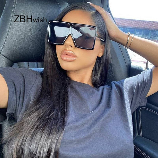 Women Sunglasses Red Fashion Square Glasses Big Frame - TheWellBeing4All