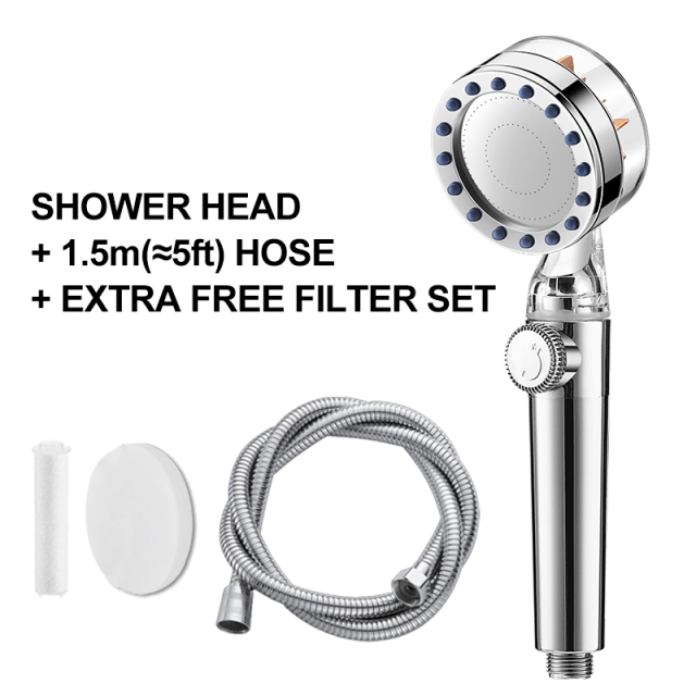 Shower Head High Pressure with Fan and Filter Water Pressure Adjustable Rainfall Shower Water Saving ECO Shower Set - TheWellBeing4All