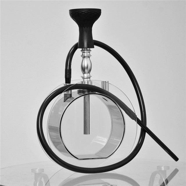 Round Acrylic Hookah Set Water Pipe With Silicone Bowl Hose Metal Tongs - TheWellBeing4All