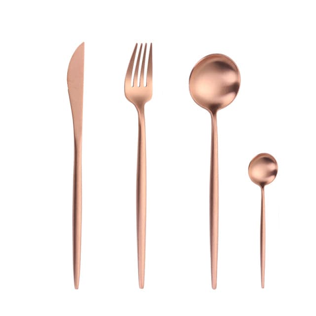 Gold Cutlery Set Forks Spoons Knives - TheWellBeing4All