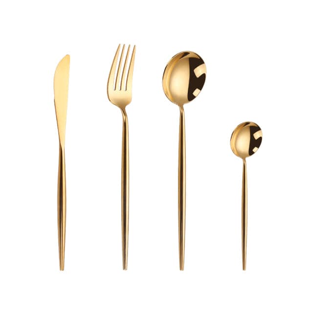 Gold Cutlery Set Forks Spoons Knives - TheWellBeing4All