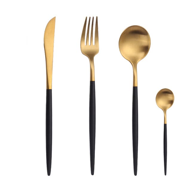 Gold Cutlery Set Forks Spoons Knives - TheWellBeing4All