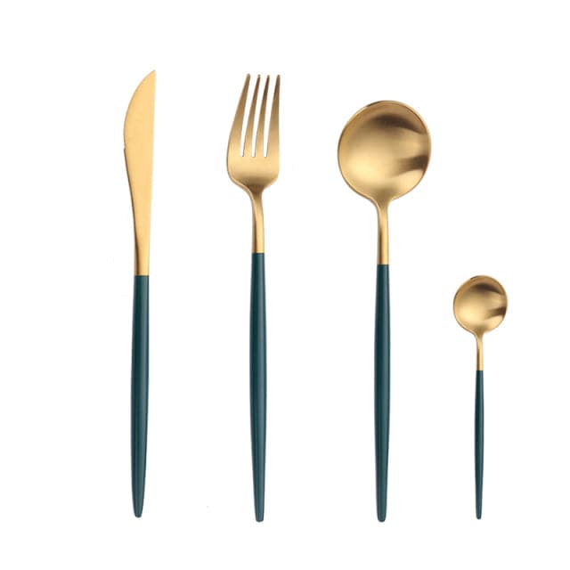 Gold Cutlery Set Forks Spoons Knives - TheWellBeing4All