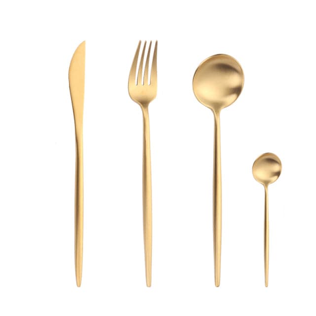 Gold Cutlery Set Forks Spoons Knives - TheWellBeing4All