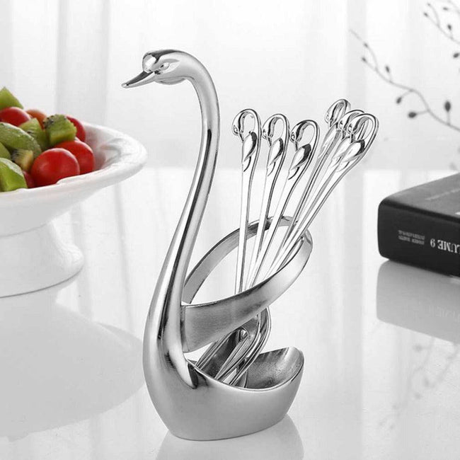 Zinc Alloy Swan Holder Fork SpoonTableware - TheWellBeing4All