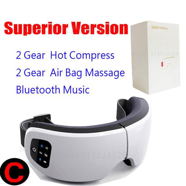 Smart Eye Massager Airbag Air Pressure Bag Eye Mask Care Vibrator Hot Compress Bluetooth Heating Fatigue Relief Foldable Massage - TheWellBeing4All