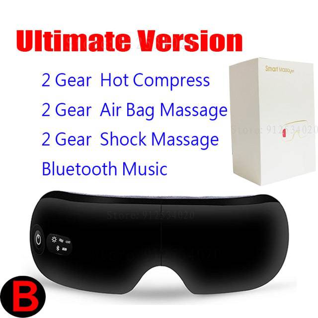 Smart Eye Massager Airbag Air Pressure Bag Eye Mask Care Vibrator Hot Compress Bluetooth Heating Fatigue Relief Foldable Massage - TheWellBeing4All