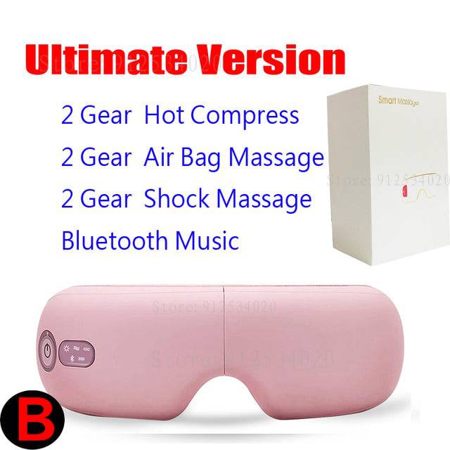 Smart Eye Massager Airbag Air Pressure Bag Eye Mask Care Vibrator Hot Compress Bluetooth Heating Fatigue Relief Foldable Massage - TheWellBeing4All