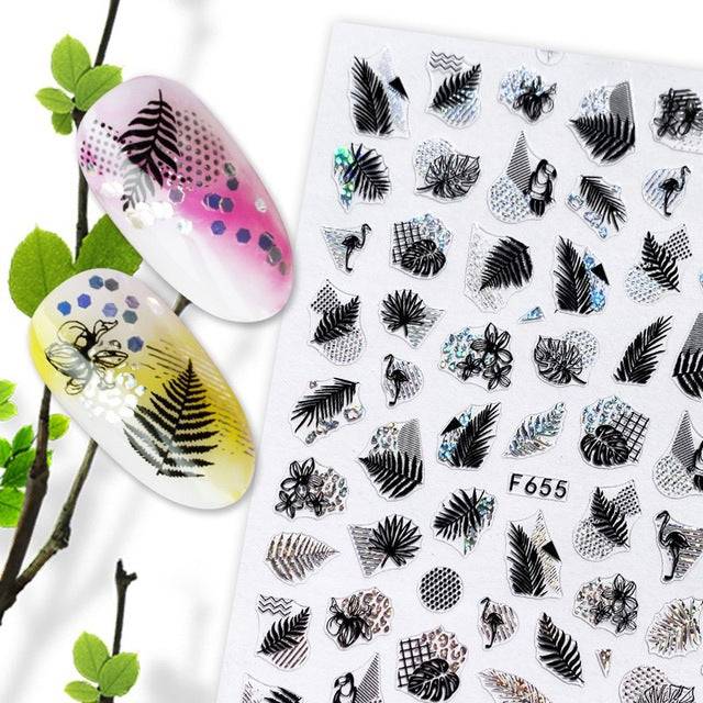 Nail art decorations stickers designer leaf - TheWellBeing4All